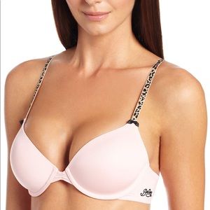 Blush pink microfiber t shirt bra leopard straps